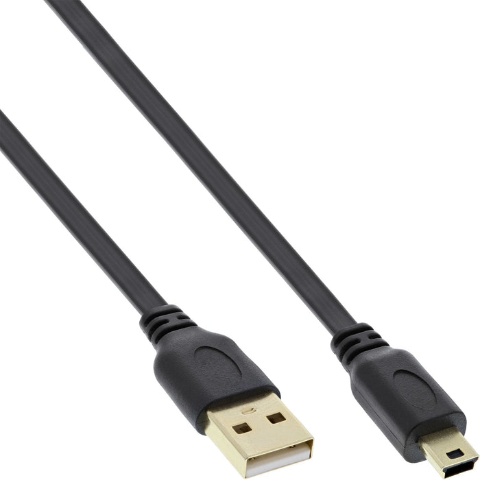 Inline Usb 2.0 Flat Cable Usb A Macho A Mini-B Macho 5 Pines Negro / Dorado 0,3 M