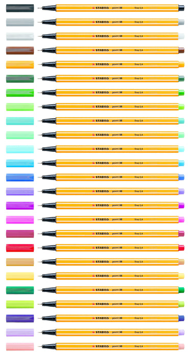 Stabilo Point 88 Mini - Fineliner - Varios Colores - 0.4 Mm - Fein (Paquete De 12)
