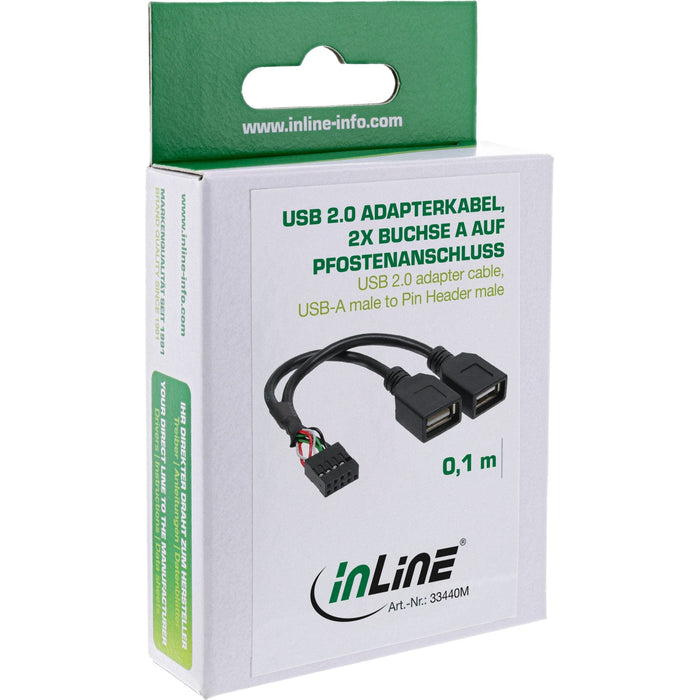 Adaptador Inline Usb 2.0 Interno 2x Usb A Hembra Al Cabezal De La Placa Base
