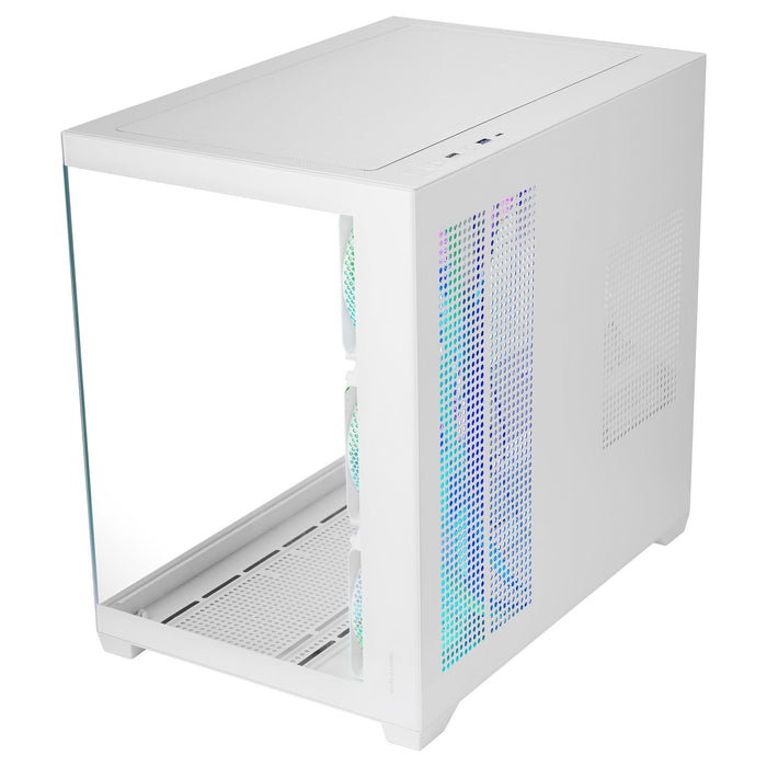 Caja Pc  Atx Mars Gaming Mcv5w Cristal Templado Panoramico Argb Gpu 416mm Blanco