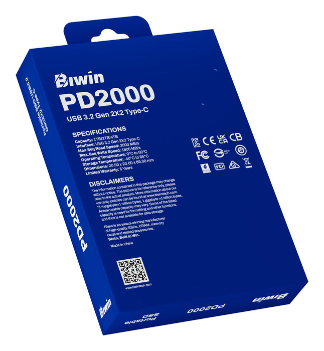 EAN 6955914622159 - Biwin PD2000 4 TB USB Tipo C USB 3.2 Gen 2x2 Negro imagen 19
