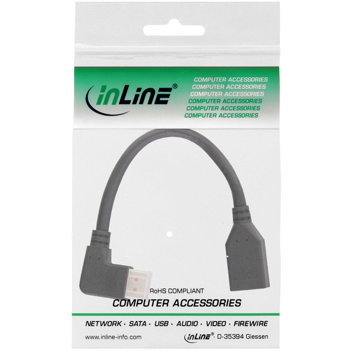 Adaptador Inline Displayport 1.4 M/H, 8k4k, En Ángulo A La Izquierda, Negro/Dorado, 0,15 M