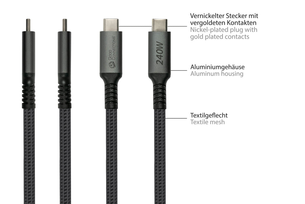 EAN 4014619881420 - Alcasa 2240-CCT005A cable USB USB 2.0 0,5 m USB C 240 W Negro imagen 3