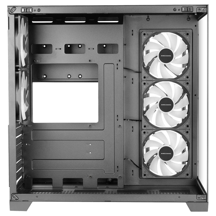 Caja Semitorre Atx Mcvpro Argb Negro Mars Gaming Bahías Int:2x3'5/4x2'5/ 1xusb3.0, 2xusb2.0/ Hd Audio In/Out/ Sin Fuente De Alimentación