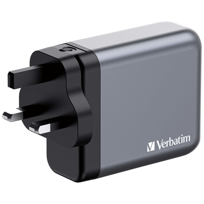 Cargador Verbatim Gan 140w, 1x Usb-A, 3x Usb-C Gris, Pd 3.1, Pd 3.0, Qc 3.0 32203