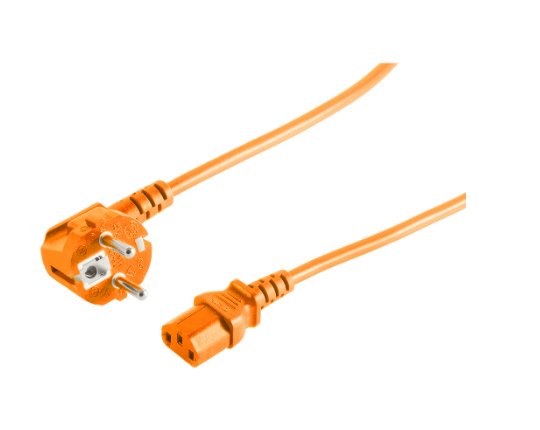 S-Impuls Cable De Alimentación Clavija Schuko 90 A Kaltgertebuchse Naranja 3,0m
