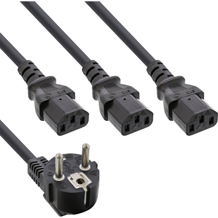 Cable De Alimentación En Y Inline De 1 Enchufe Tipo F A 3 Enchufes Iec Negro De 1,8 M