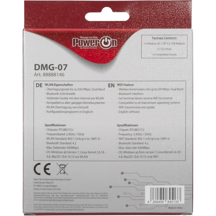 EAN 4260455645133 - Inter-Tech DMG-07 WLAN / Bluetooth 650 Mbit/s imagen 2