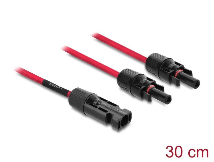 Delock Dl4 Solar Splitter Cable 1 X Conector Macho A 2 X Conector Hembra 30 Cm Rojo