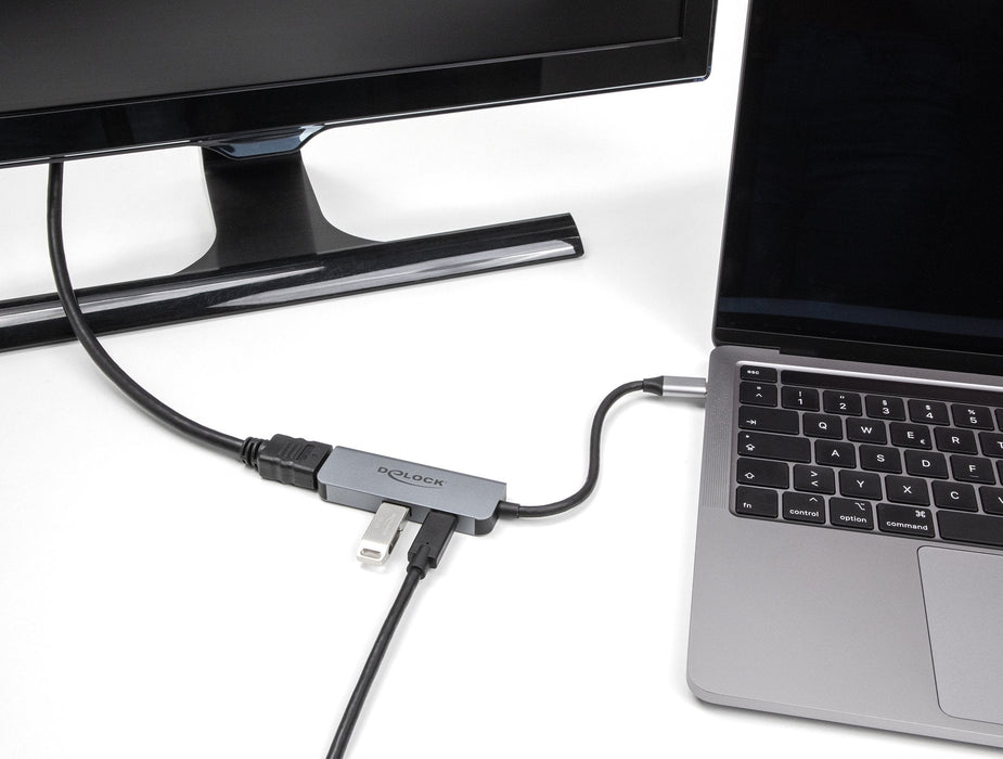 Delock Usb Type-C Adapter Zu Hdmi 4k 60 Hz Mit Usb Typ-A Und Usb Type-C Pd 95 W