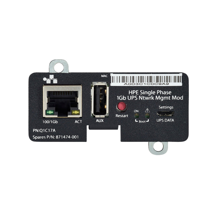 EAN 0190017121178 - HPE Single Phase 1Gb UPS Network Management Module sistema de alimentación ininterrumpida (UPS) imagen 1