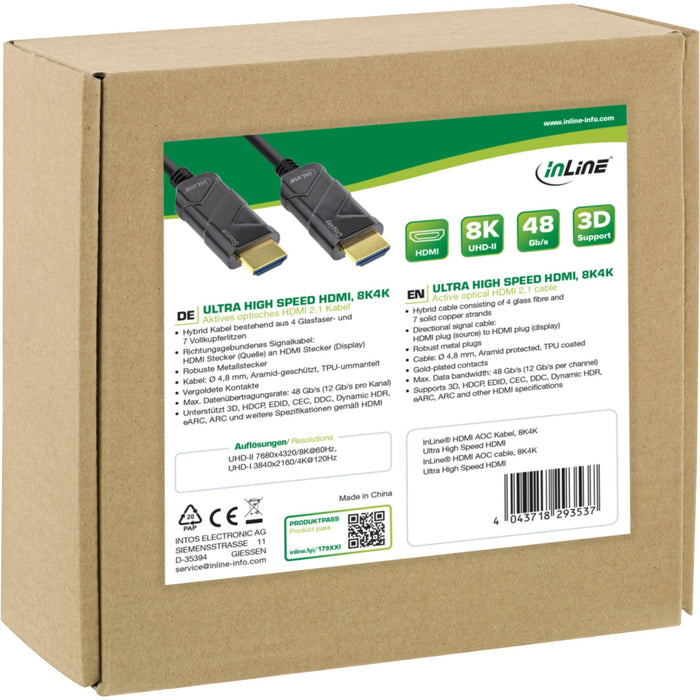 Cable Inline Hdmi Aoc, Cable Hdmi De Ultra Alta Velocidad, 8k4k, Negro, 30 M