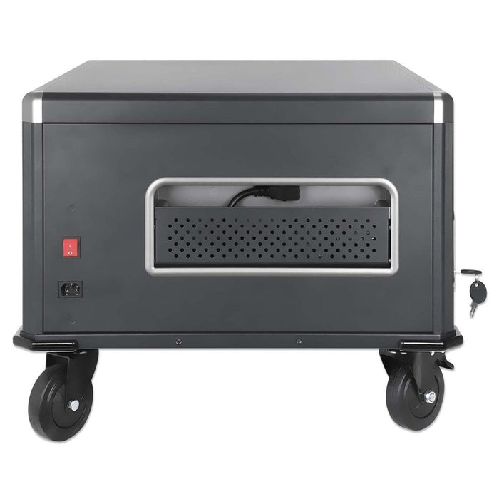 Manhattan Laptop Charging Cabinet Desktop Via Ac Adapter (Eu) 20-Bay, Install Device'S Ac Adapter (Power Cables) Into Unit, Suitable For All Laptops (To 16"), Ipads, Macbooks, Chromebooks, Other Portable Devices, Bays 380x30x280mm, Cart, Lo