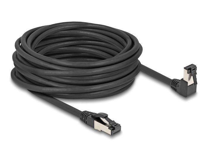Delock Rj45 Netzwerkcable Cat.8.1 S Ftp 90° Unten Gewinkelt   Gerade 10 M Schwarz