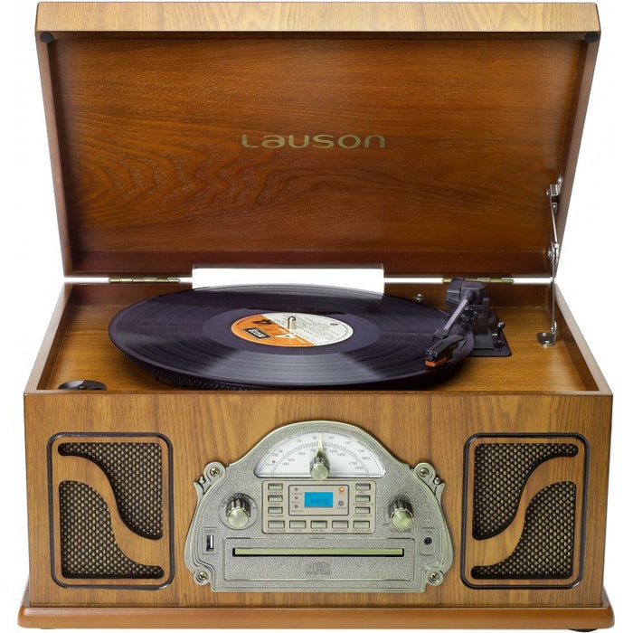 Lauson Ivx22 Wood Tocadiscos Con Cd + Radio Fm Y Altavoces