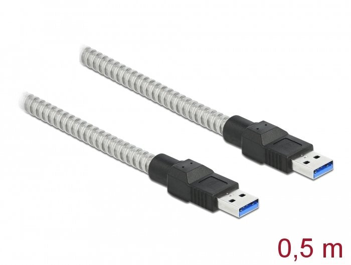Delock Usb 5 Gbps Cable Typ-A Stecker Zu Typ-A Stecker Mit Metallmantel 0,5 M