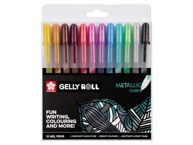 EAN 8712079395728 - Sakura POXPGBMET12 bolígrafo de gel Fino Bolígrafo de gel con tapa Metálico, Multicolor 12 pieza(s) imagen 1
