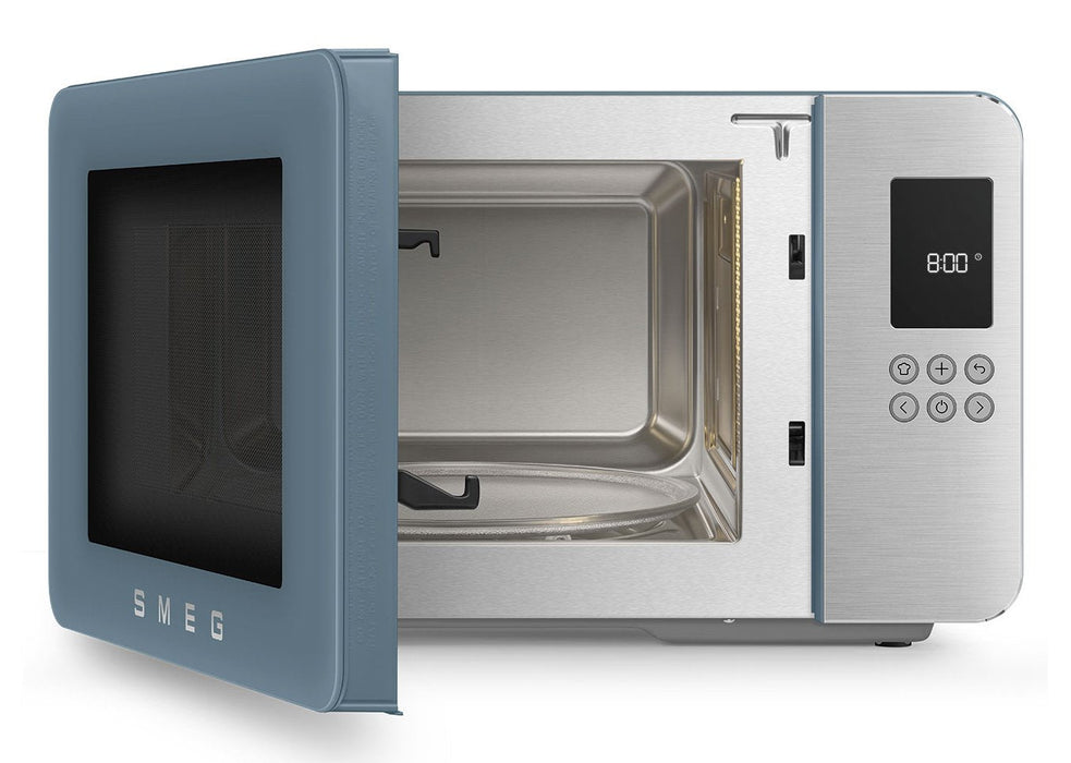 Microondas Smeg Con Grill Moc01sbmeu, 4 Fkt, 1900w, Azul Tormenta Mate