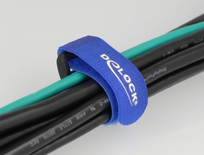 Delock Klett-Cablebinder Mit Schlaufe L 190 X B 25 Mm Blau 5 Stück