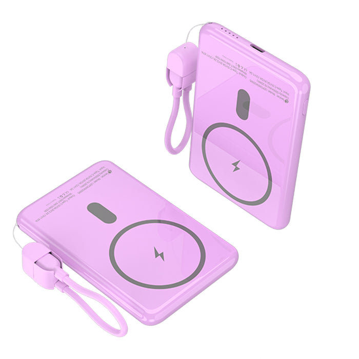 Powerbank 5000mah Leotec Lepoww20w5p 20w Wireless Púrpura Incluye Cable Usb Tipo-C