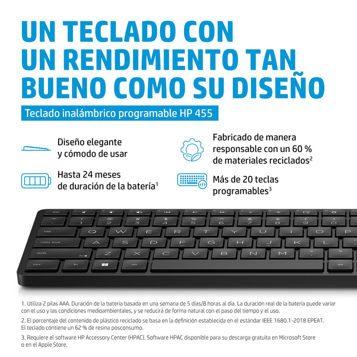 EAN 0196188160527 - HP 455 Programmable Wireless Keyboard teclado Hogar PS/2 Negro imagen 4