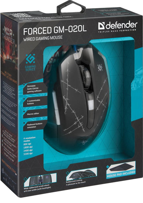 EAN 4714033520201 - Defender Forced GM-020L ratón Juego Ambidextro USB tipo A Óptico 3200 DPI imagen 12
