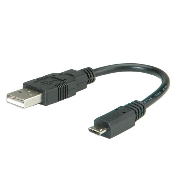 Roline Usb 2.0 Cable, Usb A St - Micro Usb B St, Schwarz, 0,15 M