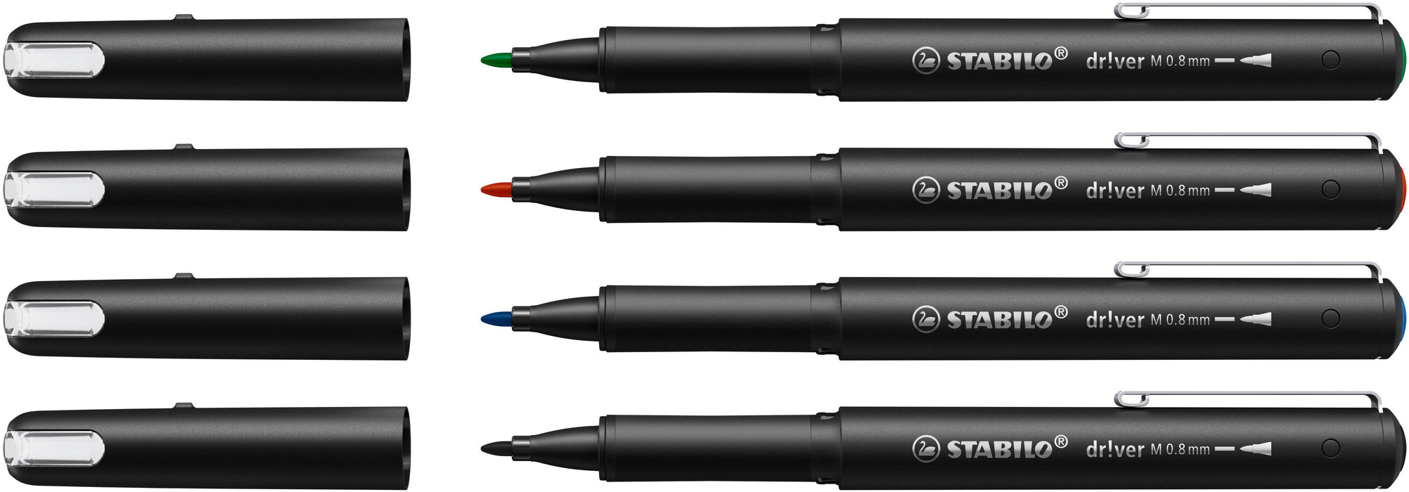 EAN 4006381615006 - STABILO dr!ver rotulador de punta fina Medio Negro, Azul, Verde, Rojo 4 pieza(s) imagen 2