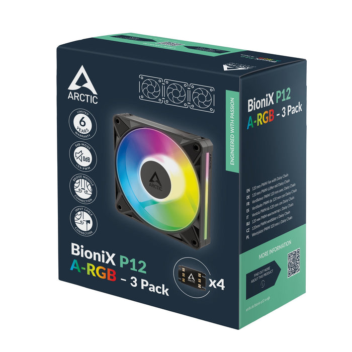 Ventilador Pc Arctic Bionix P14 A-Rgb (Negro Blanco, Pack De 3, 140 Mm) Acfan00341a