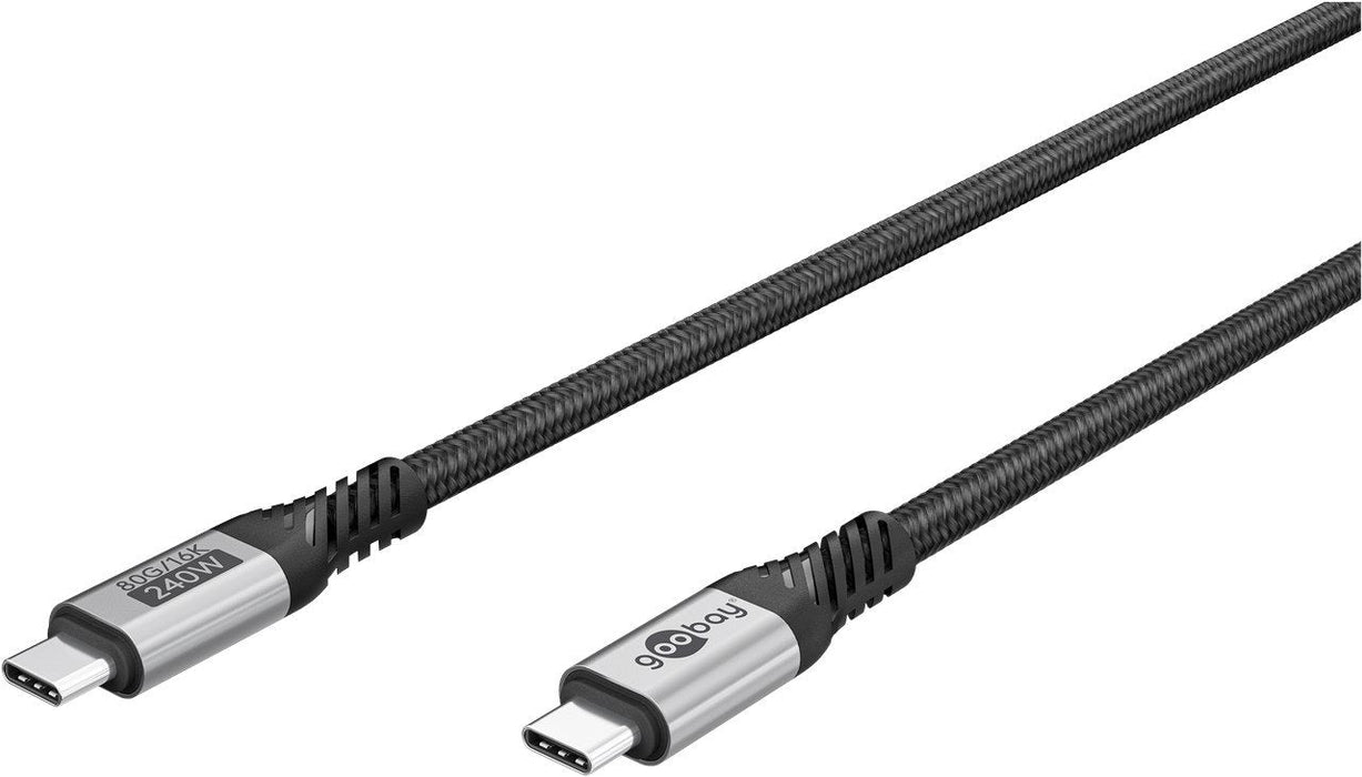 Cable De  1,50m Usb 4 G3x2 80gbps Pd240w Usb-C Macho A Usb-C Macho Negro Video 16k@60hz Datos Y Carga