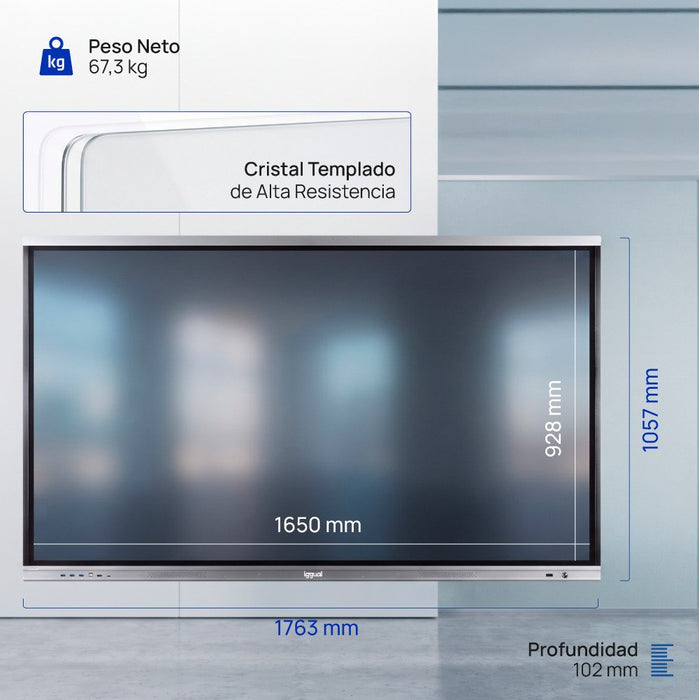 EAN 8435364318812 - iggual Orchid 75" Panel plano interactivo 190,5 cm (75") LED Wifi 400 cd / m² 4K Ultra HD Negro Pantalla  imagen 8