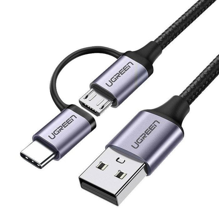 EAN 6957303838752 - Ugreen US177 cable USB USB 2.0 1 m USB A USB C/Micro-USB B 0,48 Gbit/s Negro, Gris imagen 1