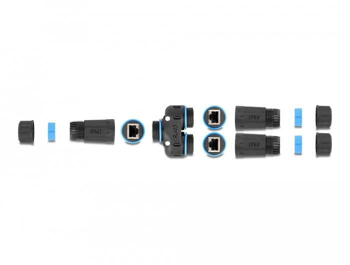Delock 86808 Conector De Cable Rj45 Hembra A 2 X Rj45 Hembra Cat.6a Impermeable