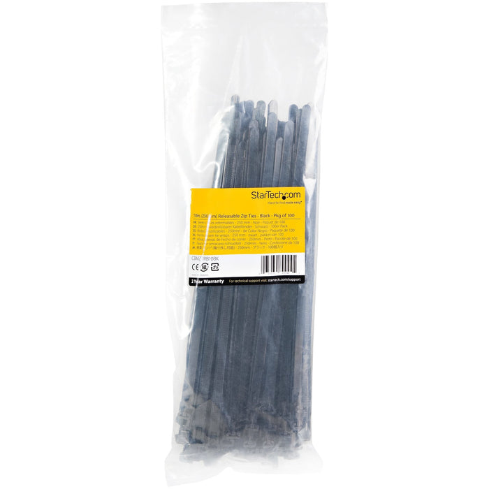 Startech Bridas Reutilizables 25cm 7 Mm 94v-2/Ul, Paquete De 100 - Negras