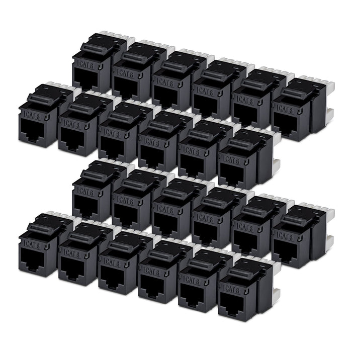 Startech.Com Cat6 Keystone Jack Módulo, Pack De 24 Rj45 Ethernet Keystone Conector Hembra, Utp Cat6 Wandbuchse, 180 Grad 110 Punch Down Conector Hembra, Negro, Plano, Negro, Rj-45, Conector Hembra, Conector Hembra, 10gbase-T