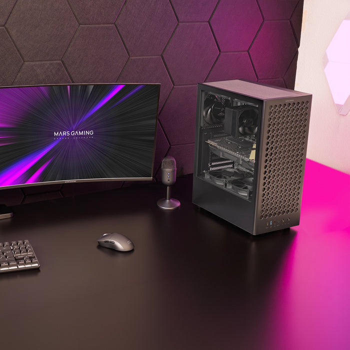 Caja Pc  Atx Mars Gaming Mc-T800 Frontal Airdot Mesh 4x Ventiladores Fdb Cablehatch Usb-C Negro