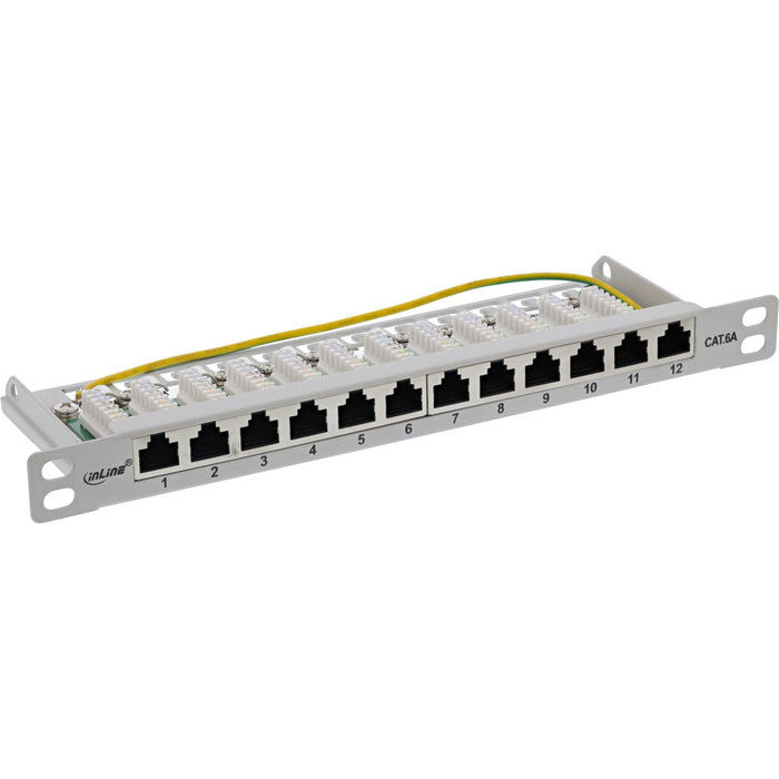 Patch Panel Inline De 10" Cat.6a 0.5u 12 Puertos, Gris Claro, Ral7035
