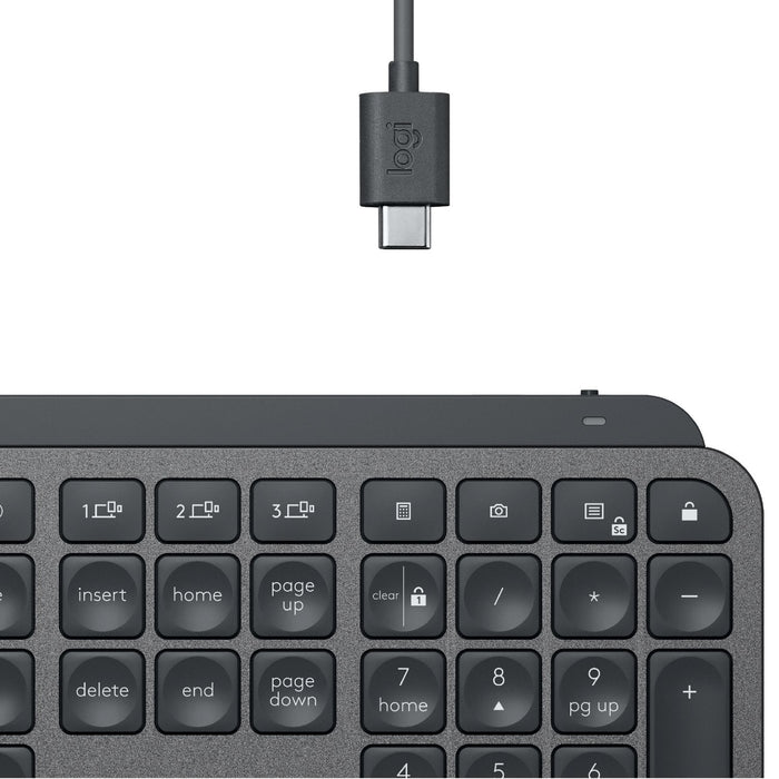 Teclado Ingles Logitech Mx Keys Rf Wireless + Bluetooth Qwerty Internacional De Ee.Uu. Grafito