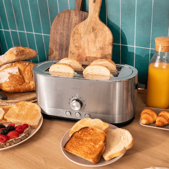 Cecotec Langschlitz-Toaster Shine&Toast Extra Double (Edelstahl, 1.400 Watt, Para 4 Scheiben Toast) 3287