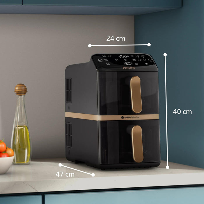 Philips 4000 Series Na462/80 Freidora Doble 10 L Independiente 2750 W Freidora De Aire Caliente Negro, Oro, Gris