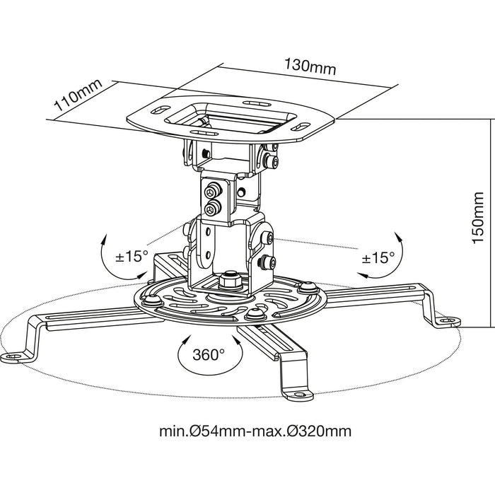 Soporte De Techo Para Proyector Inline Basic, 15 Cm, Máx. 13,5 Kg