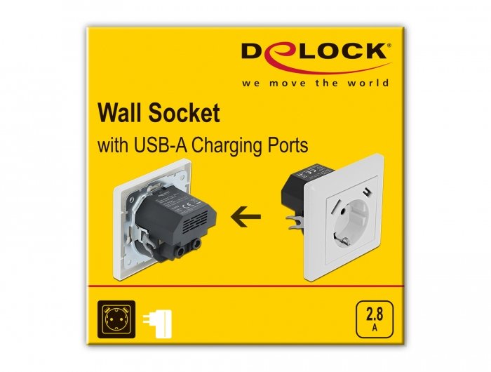 Enchufe Integrado Delock Con 2 Puertos De Carga Usb Tipo A De 2,8 A