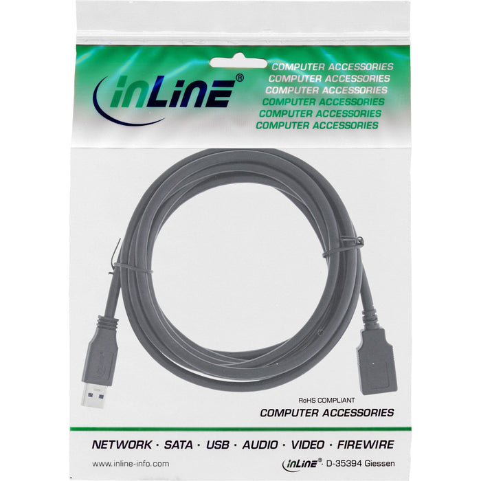 Cable Inline Usb 3.0 Tipo A Macho A Tipo B Hembra Negro 3m