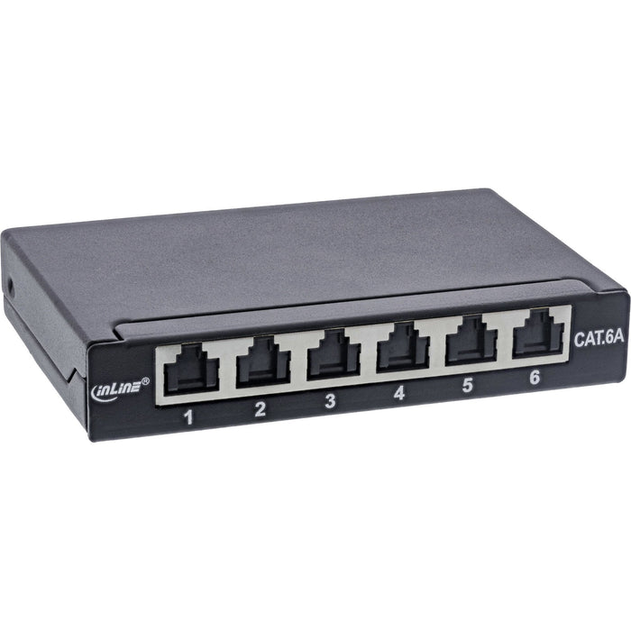 Inline® Patch Panel Cat.6a 0.5u 6-Port, For Table/Wall/Rail, With Dust Projoection, Negro