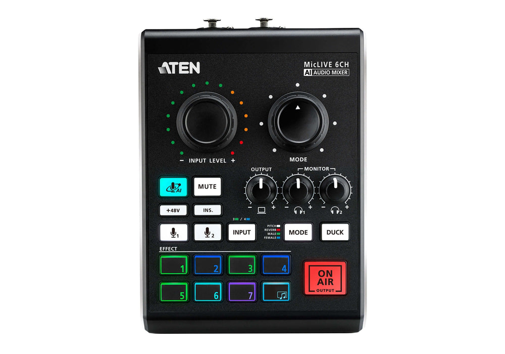 Aten Mezclador De Audio Para Pódcast Con Ia  Miclive De 6 Canales