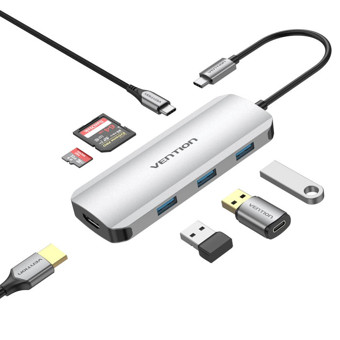 EAN 6922794756816 - Vention TOJHB base para portátil y replicador de puertos Alámbrico USB 3.2 Gen 1 (3.1 Gen 1) Type-C Gris, imagen 1