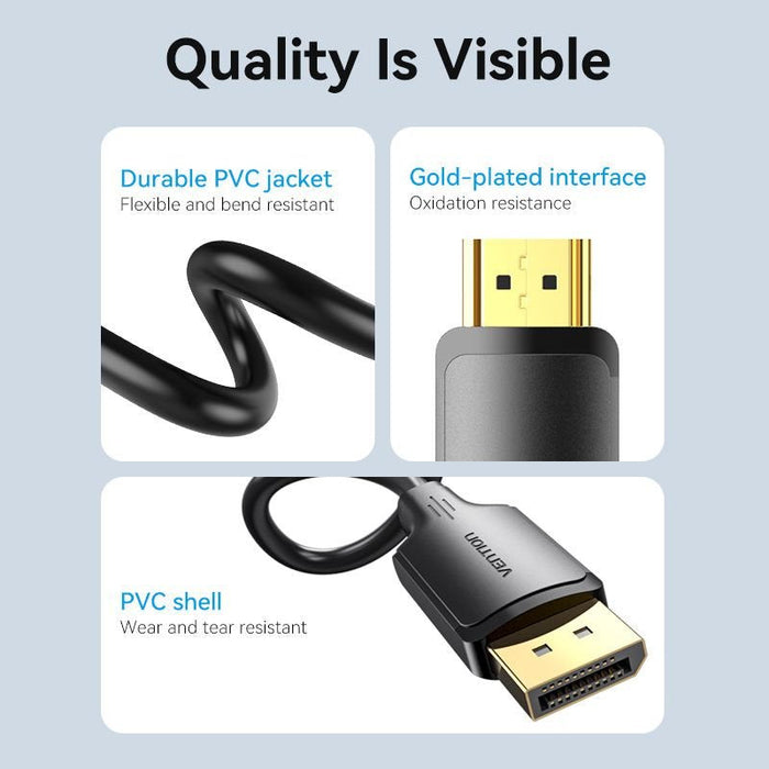 Cable Conversor Vention Hfobi Displayport Macho Hdmi Macho 3m Negro