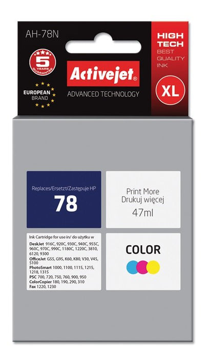 EAN 5904356281913 - Activejet AH-78N cartucho de tinta 1 pieza(s) Compatible Alto rendimiento (XL) Cian, Magenta, Amarillo imagen 1