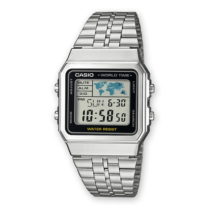 Casio A500wa-1df Vintage Kollektion Weltzeit Uhr, Plata