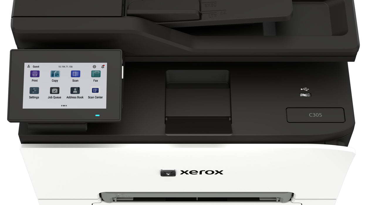 Xerox C305v/Aeeu Impresora Multifunción Color Laser A4/Legal (Material) Hasta 30 Ppm (Copiando) Hasta 30 Ppm (Impresión) 250 Hojas 33.6 Kbps Usb 2.0 Gigabit Lan Wi-Fi(Ac) Host Usb 2.0